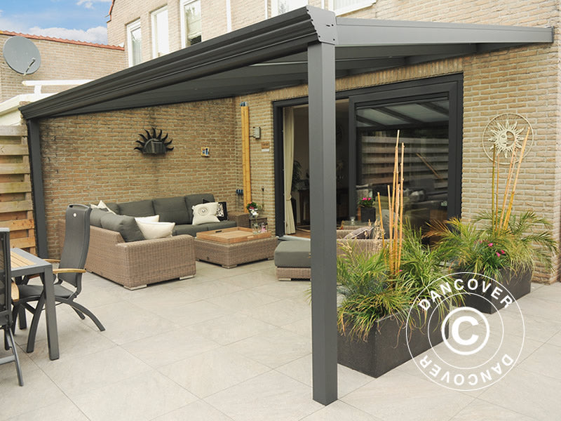 Patio Cover Expert w/Polycarbonate Roof, 4x5 m, Anthracite