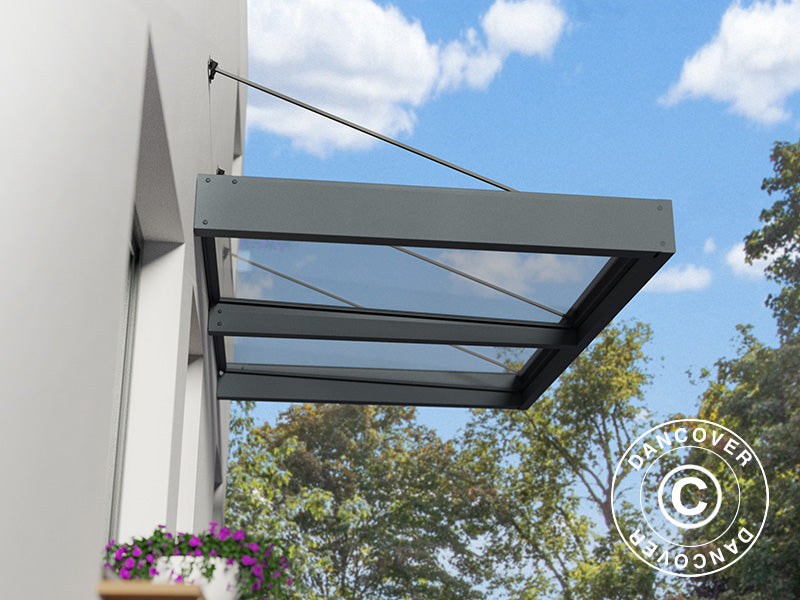 Deurluifel Sophia XL 2000, Palram/Canopia, 1,40x1,92x0,17m, Donkergrijs/Helder