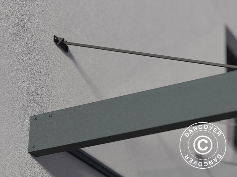 Türvordach Sophia XL 3000, Palram/Canopia, 1,40x2,86x0,17m, Dunkelgrau/Klar