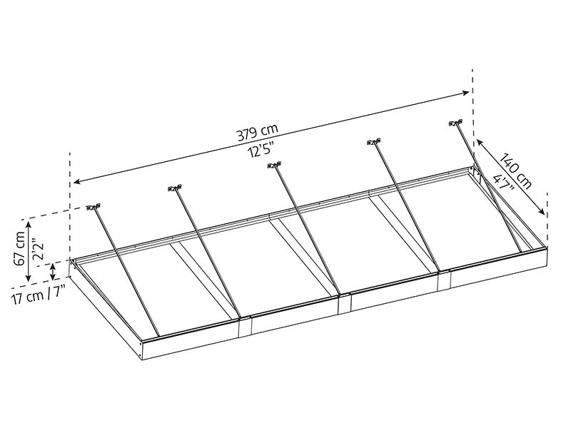 Canopy Sophia XL 4000, Palram/Canopia, 1.40x3.79x0.17 m, Dark Grey/Clear