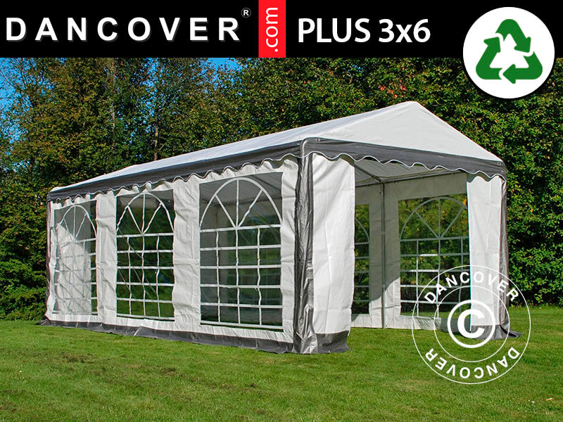 Partyzelt PLUS 3x6m PE 700, Grau/Weiß