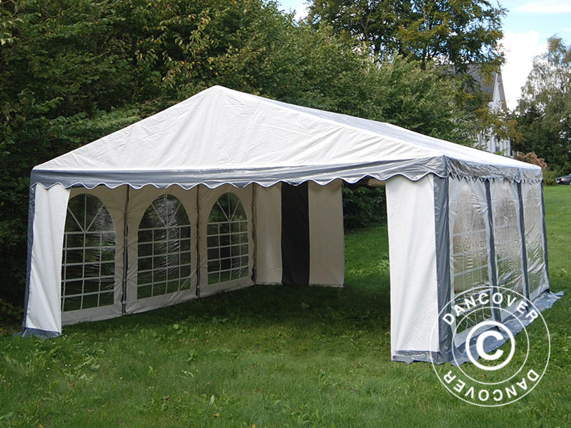 Partyzelt Original 5x6m PVC 900, Grau/Weiß