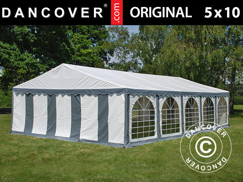 dan zelte Partyzelt Original 5x10m Grau/Weiß – Online kaufen bei Dancover