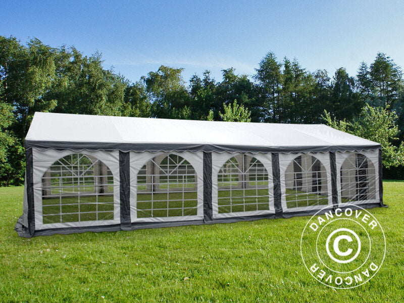 Partyzelt Original 5x10m PVC 900, Grau/Weiß