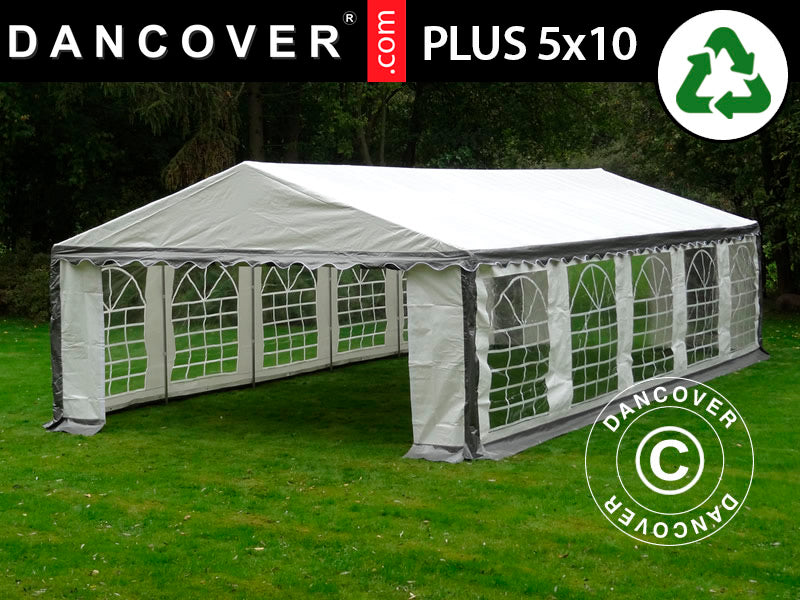 Partyzelt PLUS 5x10m Grau/Weiß – Jetzt bei Dancover kaufen