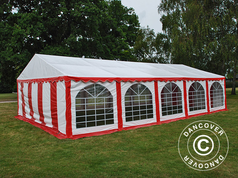 Partyzelt Exclusive 6x10m PVC, Rot/Weiß