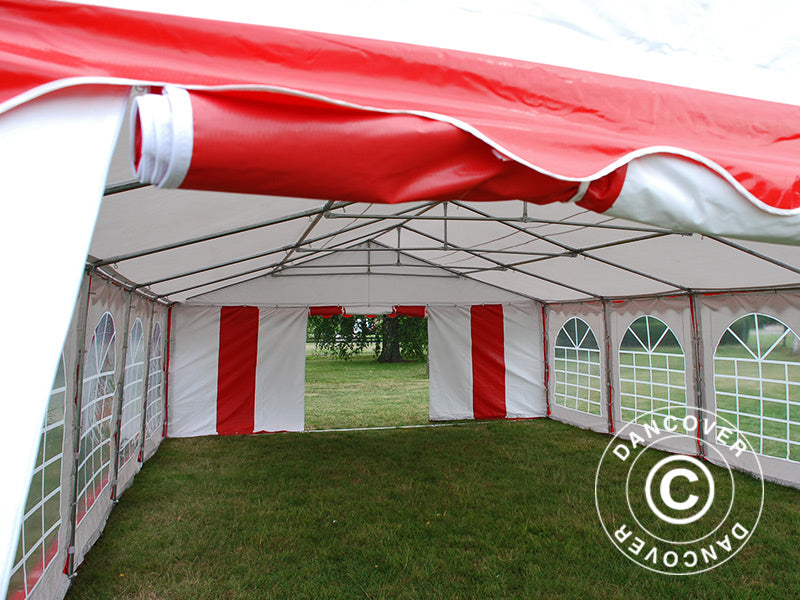 Partyzelt Exclusive 6x10m PVC, Rot/Weiß