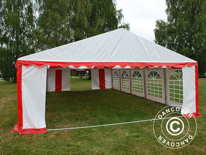 Partyzelt Exclusive 6x10m PVC, Rot/Weiß