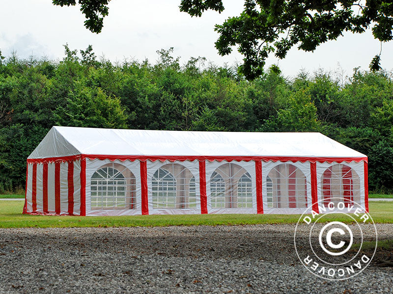 Partyzelt Exclusive 6x10m PVC, Rot/Weiß