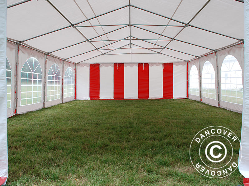 Partyzelt Exclusive 6x10m PVC, Rot/Weiß