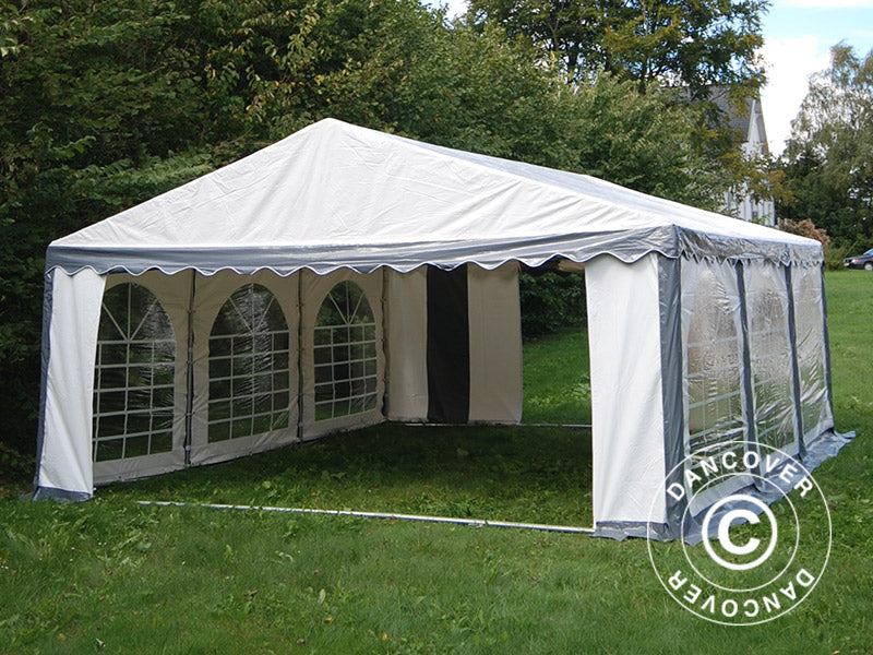 Partyzelt Original 6x6m PVC 900, Grau/Weiß
