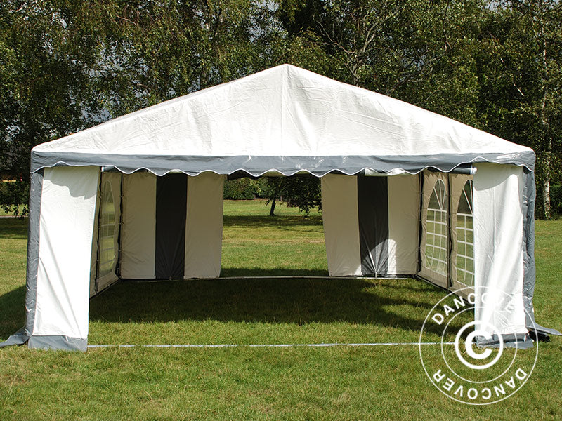 Partyzelt Original 6x6m PVC 900, Grau/Weiß