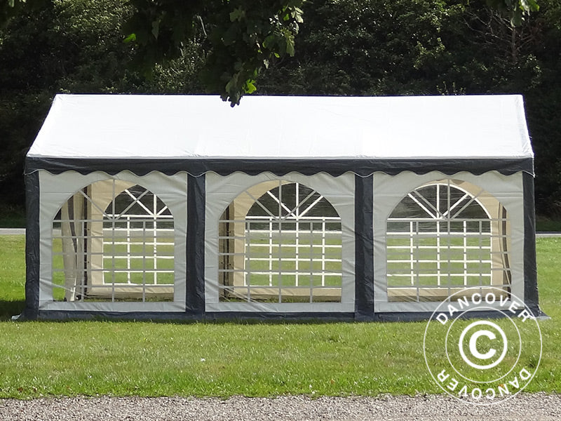 Partyzelt Original 6x6m PVC 900, Grau/Weiß