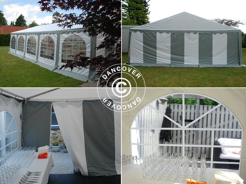 Tendone per feste Original 6x6m PVC 900, Grigio/Bianco
