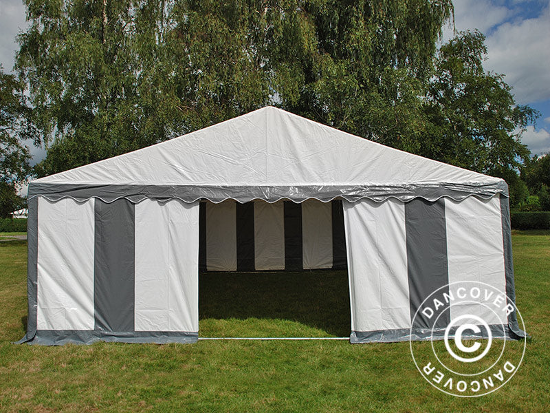 Partyzelt Original 6x8m PVC 900, Grau/Weiß