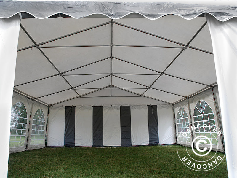 Partyzelt Original 6x8m PVC 900, Grau/Weiß