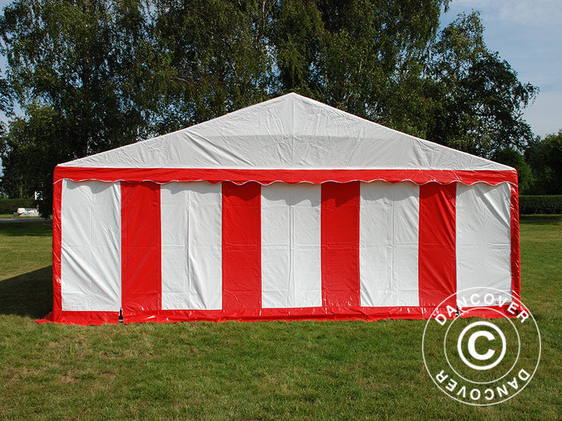 Partyzelt Original 6x8m PVC, Rot/Weiß