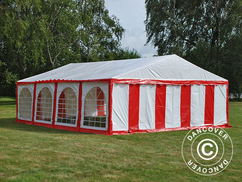 Partyzelt Original 6x8m PVC, Rot/Weiß