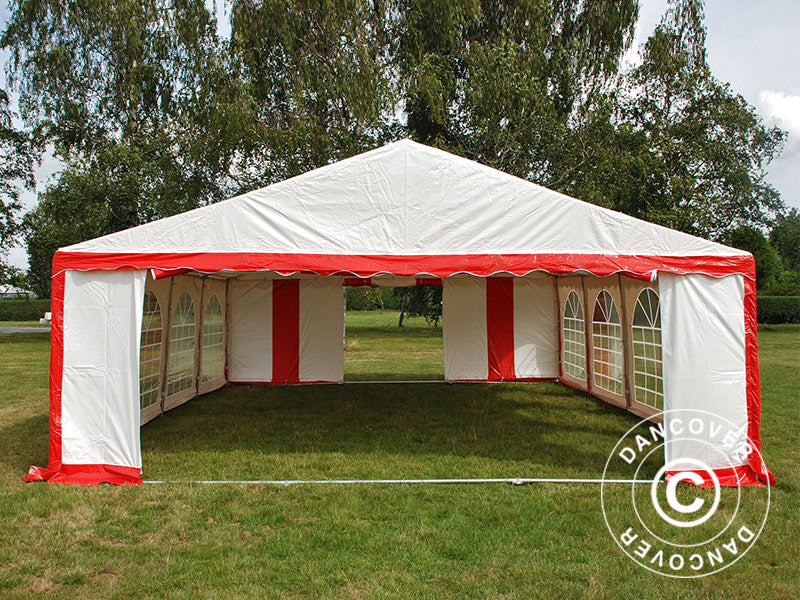 Partyzelt Original 6x8m PVC, Rot/Weiß