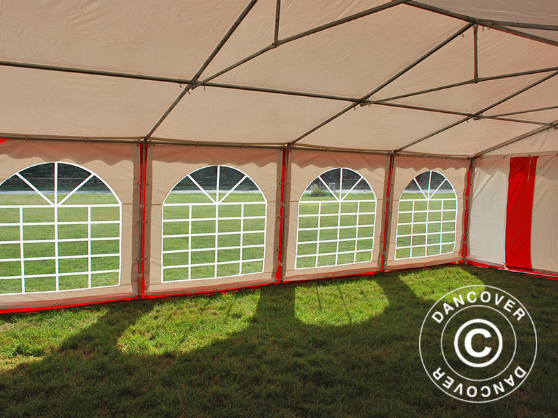 Partyzelt Original 6x8m PVC, Rot/Weiß