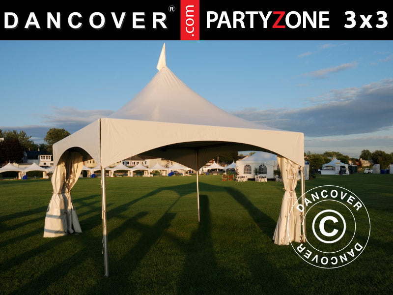 Pagoden-Partyzelt PartyZone 3x3m, PVC, weiß