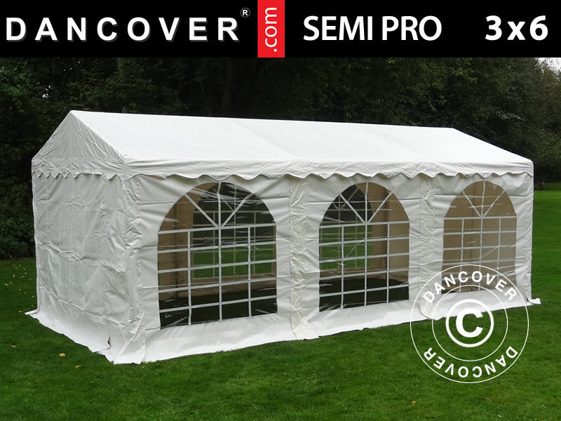 Partyzelt SEMI PRO Plus 3x6m PVC 900, Weiß