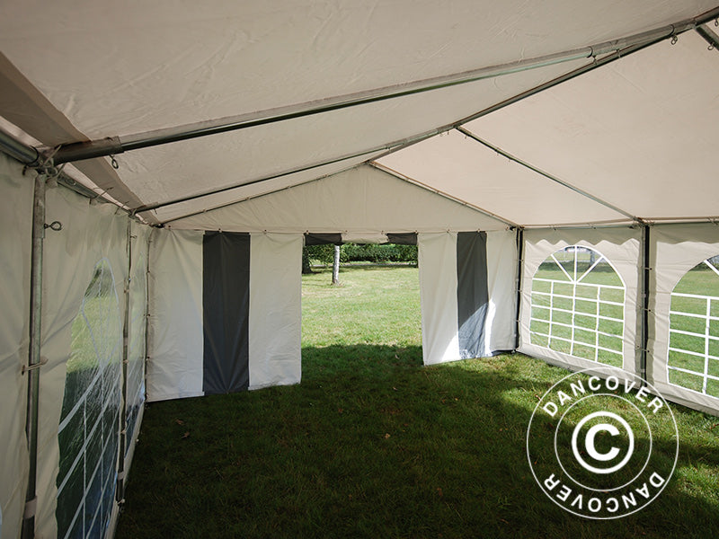 Partyzelt Original 4x6m PVC 900, Grau/Weiß