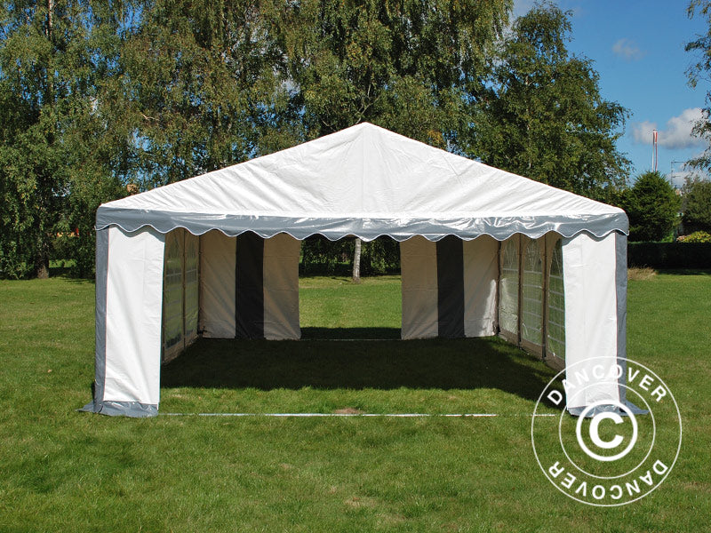 Partyzelt Original 4x8m PVC 900, Grau/Weiß