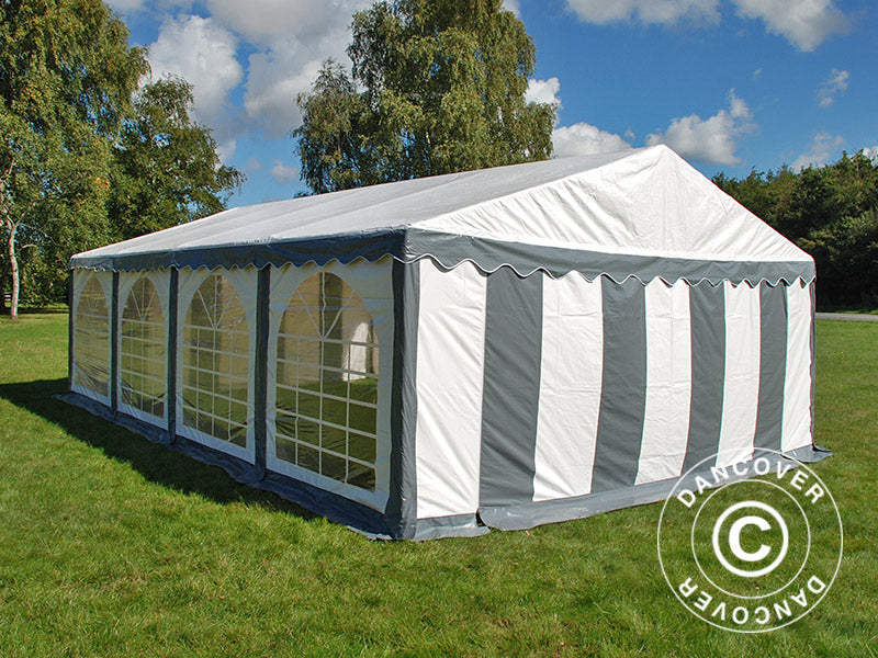 Partyzelt Original 4x8m PVC 900, Grau/Weiß