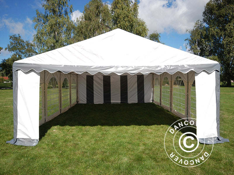 Partyzelt Original 5x8m PVC 900, Grau/Weiß