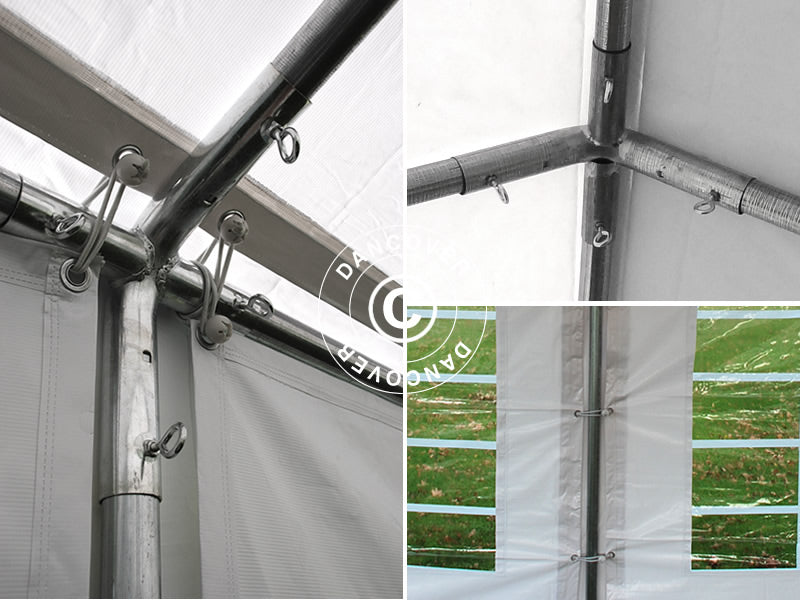 Partyzelt Original 5x8m PVC 900, Grau/Weiß