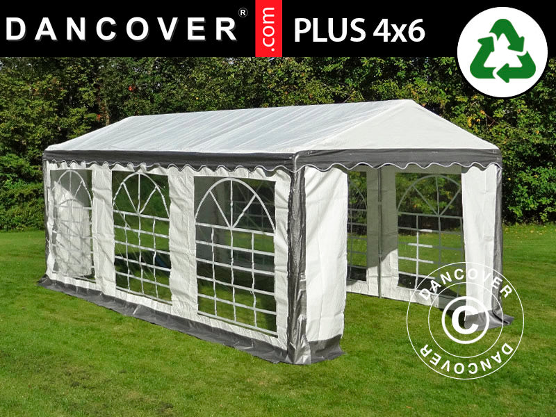 Tenda Da Festa Grigia 6x8m Impermeabile 240g/m² – Gazebo In PE Con Telaio In Acciaio, Per Matrimoni Ed Eventi Esterni