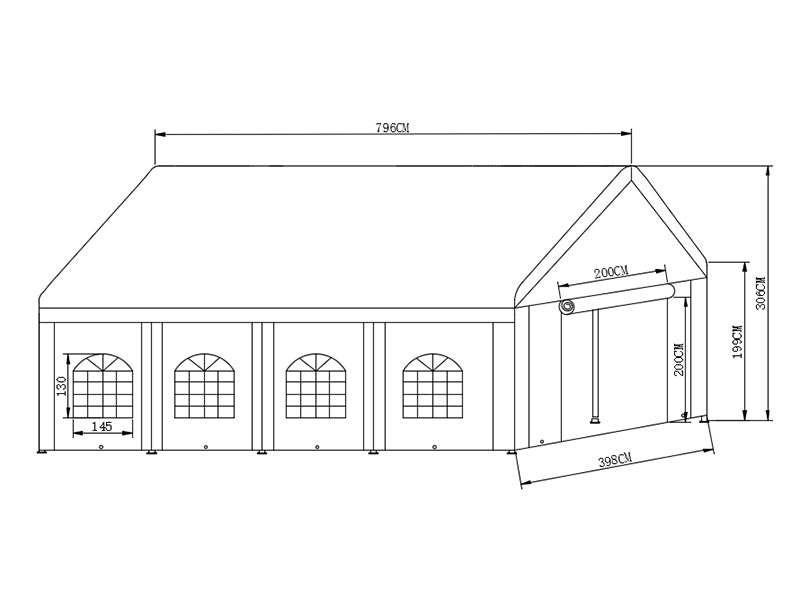 Tendone per feste Basic 4x8m PE 500, Bianco