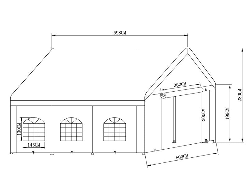 Tendone per feste Basic 5x6m PE 500, Bianco