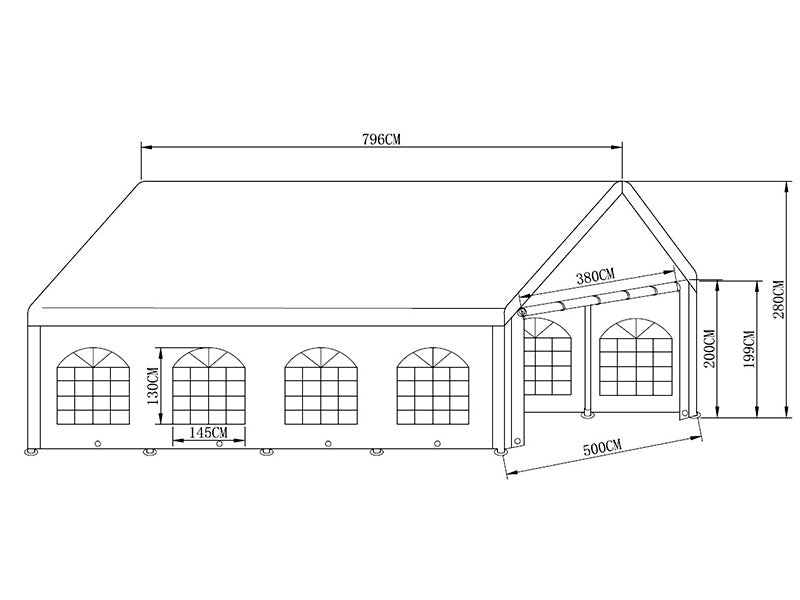 Tendone per feste Basic 5x8m PE 500, Bianco