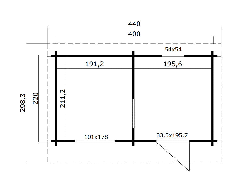Drvena sauna-kabina Levi, 4x2,2m, 8,26m², Prirodna