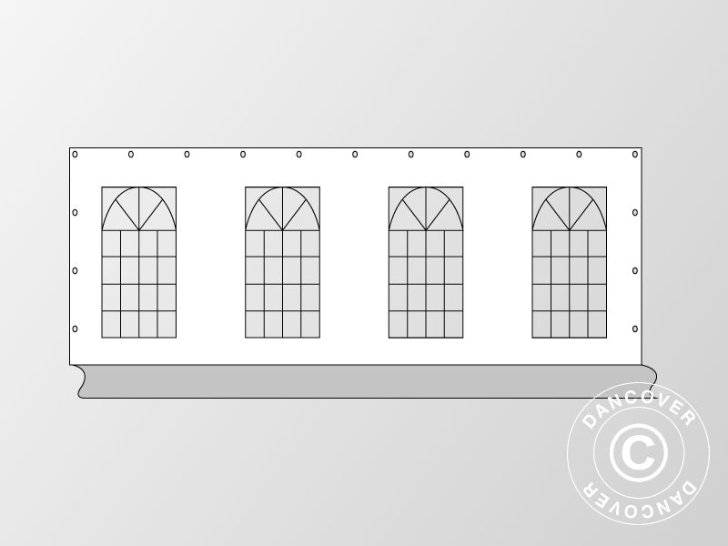 Paroi latérale avec fenêtre pour tente de réception PLUS 8m, Blanc/Gris