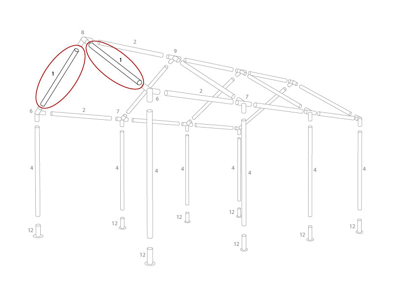 Tube for roof, Ø38 mm, 1410 mm