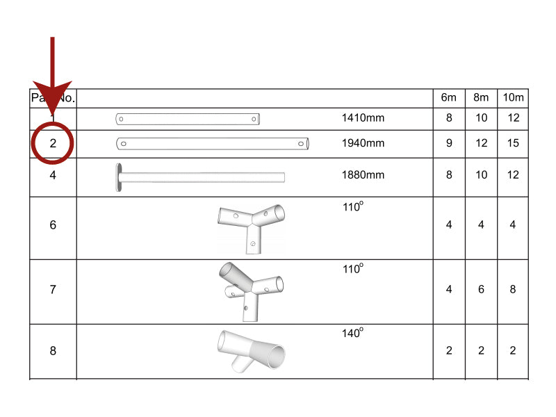 Tube pour toit, Ø38mm, 1940mm