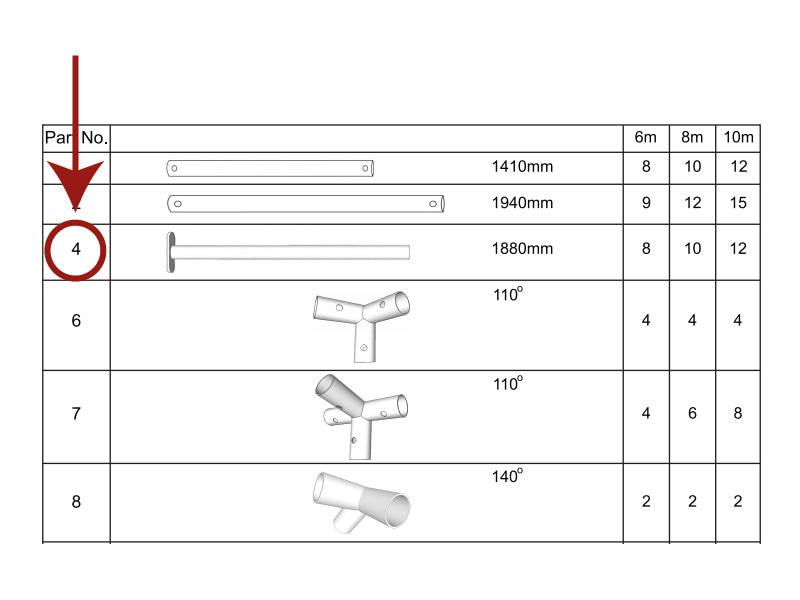Leg with base plate, Ø38 mm, 1880 mm