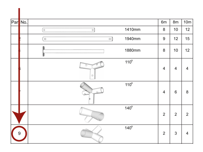 4-weg verbindingsstuk, Ø42mm, 140°