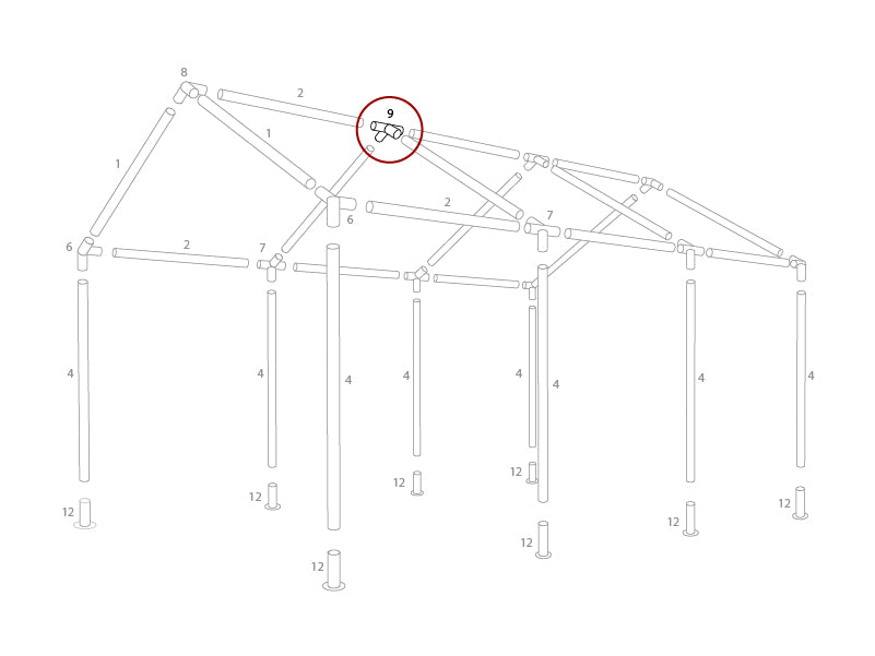 4-ways connector, Ø42 mm, 140°