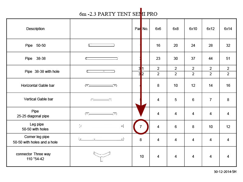 Standing leg, Ø50 mm, 2188 mm