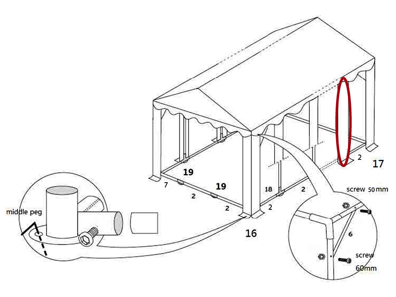 Stojna noga, Ø50 mm, 2188 mm
