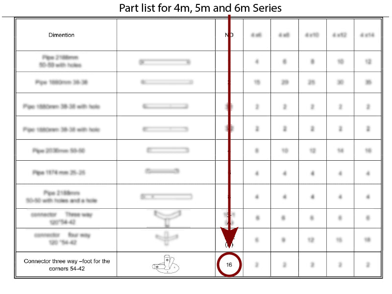 3-Wege-Verbindungsstück für Grundrahmen, Ø42+Ø54mm