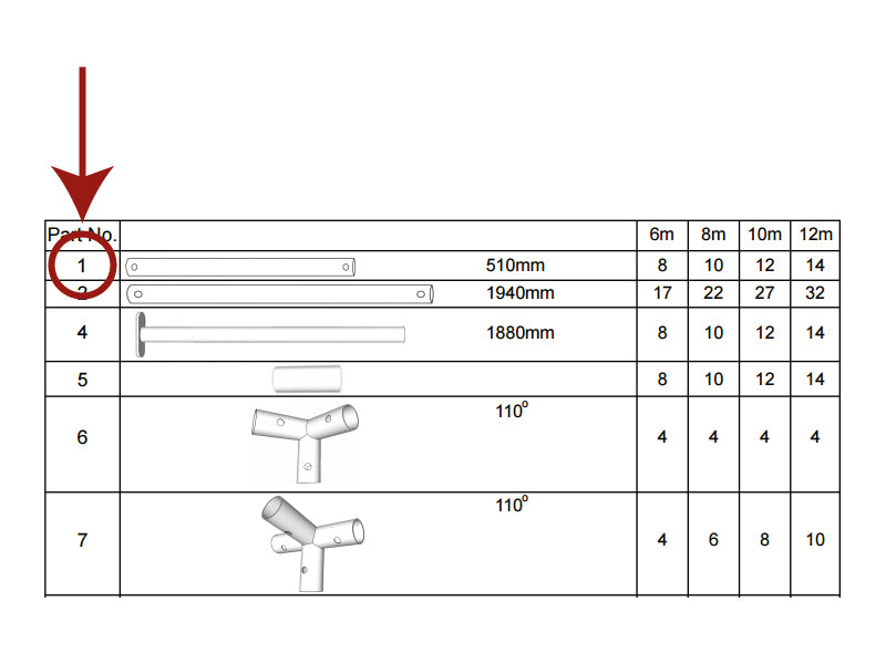 Tube pour toit, Ø38mm, 510mm