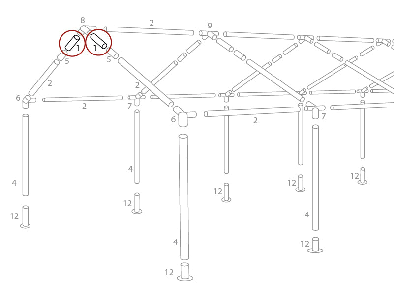 Tube pour toit, Ø38mm, 510mm