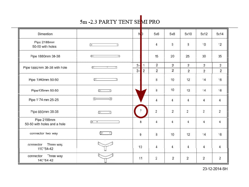 Tube pour cadre de rigidification, Ø38mm, 880mm