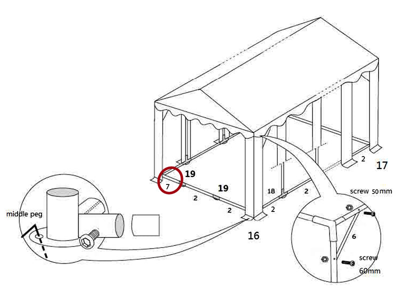 Tube for ground bar, Ø38 mm, 880 mm