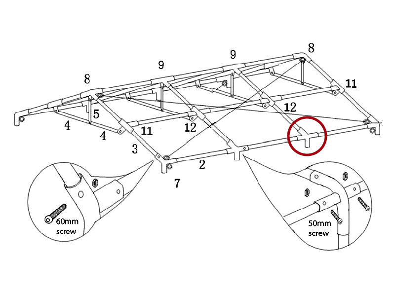 4-Wege-Verbindungsstück, Ø42+Ø54mm, 110°